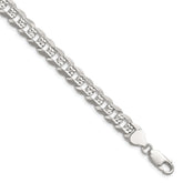 Sterling Silver 7.9mm Flat D/C Pave Curb Chain