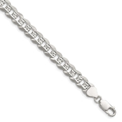 Sterling Silver 7.9mm Flat D/C Pave Curb Chain