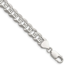 Sterling Silver 7.9mm Flat D/C Pave Curb Chain