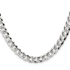 Sterling Silver 8.25mm Flat D/C Pave Curb Chain