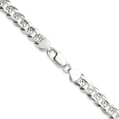 Sterling Silver 8.25mm Flat D/C Pave Curb Chain