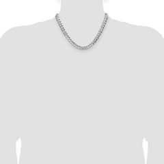 Sterling Silver 8.25mm Flat D/C Pave Curb Chain