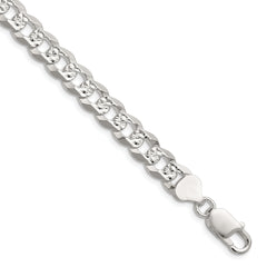 Sterling Silver 8.25mm Flat D/C Pave Curb Chain