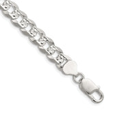 Sterling Silver 8.25mm Flat D/C Pave Curb Chain