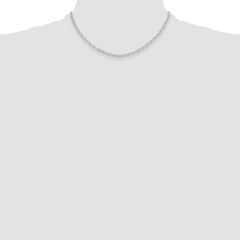 Sterling Silver Rhodium-plated Polished 2.9mm Elongated Cable Chain