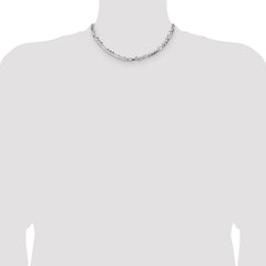 Sterling Silver 6.1mm Flat D/C Pave Figaro Chain