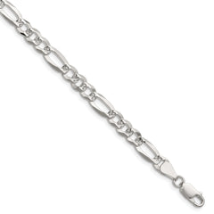 Sterling Silver 6.1mm Flat D/C Pave Figaro Chain