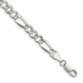Sterling Silver 6.1mm Flat D/C Pave Figaro Chain