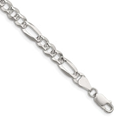 Sterling Silver 6.1mm Flat D/C Pave Figaro Chain