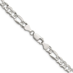 Sterling Silver 7.0mm Flat D/C Pave Figaro Chain