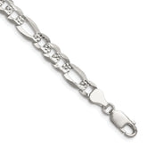 Sterling Silver 7.0mm Flat D/C Pave Figaro Chain