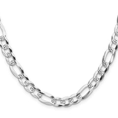 Sterling Silver 8.0mm Flat D/C Pave Figaro Chain
