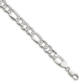 Sterling Silver 8.5mm Flat D/C Pave Figaro Chain