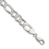 Sterling Silver 8.5mm Flat D/C Pave Figaro Chain