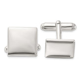 Sterling Silver Rhodium-plated Polished Square Cuff Links