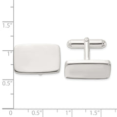 Sterling Silver Rhodium-plated Polished Rectangle Cuff Links