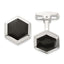 Men's Onyx Hexagon Cuff Links in Sterling Silver - Sophia Jewelers