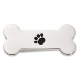Sterling Silver Dog Bone with Enamel Paw Print Money Clip