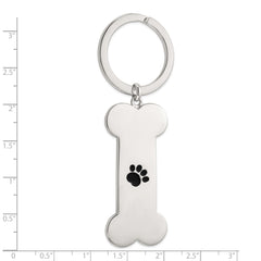 Sterling Silver Dog Bone with Enamel Paw Print Key Chain