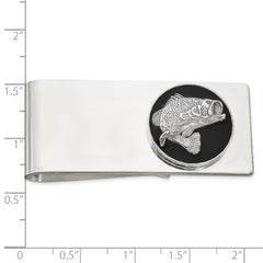Sterling Silver Black Epoxy Bass Fish Moneyclip