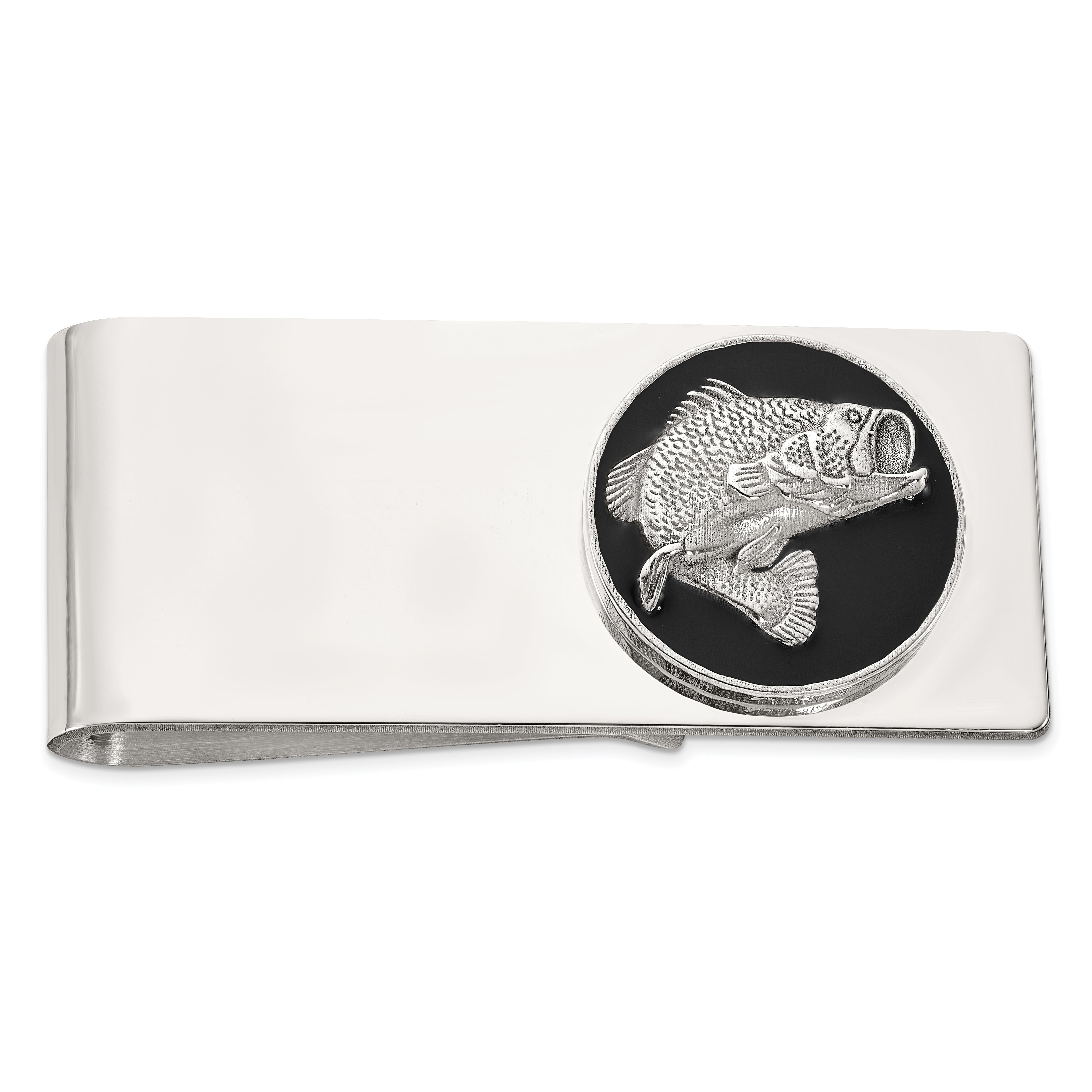 Sterling Silver Black Epoxy Bass Fish Moneyclip