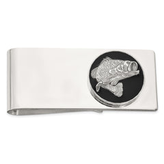 Sterling Silver Black Epoxy Bass Fish Moneyclip