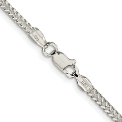 Sterling Silver Rhodium-plated 2mm D/C Square Franco Chain