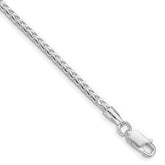 Sterling Silver Rhodium-plated 2.55mm D/C Square Franco Chain