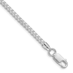 Sterling Silver Rhodium-plated 3.1mm D/C Square Franco Chain