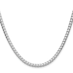Sterling Silver Rhodium-plated 4.0mm D/C Square Franco Chain