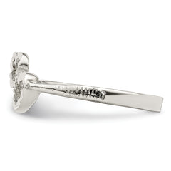 Sterling Silver Diamond-Cut Heart Ring