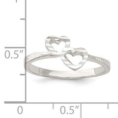 Sterling Silver Diamond-Cut Heart Ring