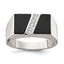 Sterling Silver Rhodium-plated Men's CZ and Onyx Ring