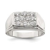 Sterling Silver Rhodium-plated Men's CZ Ring