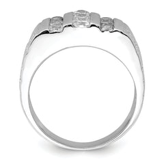 Sterling Silver Rhodium-plated Men's CZ Ring