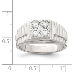 Sterling Silver Rhodium-plated CZ Fashion Ring