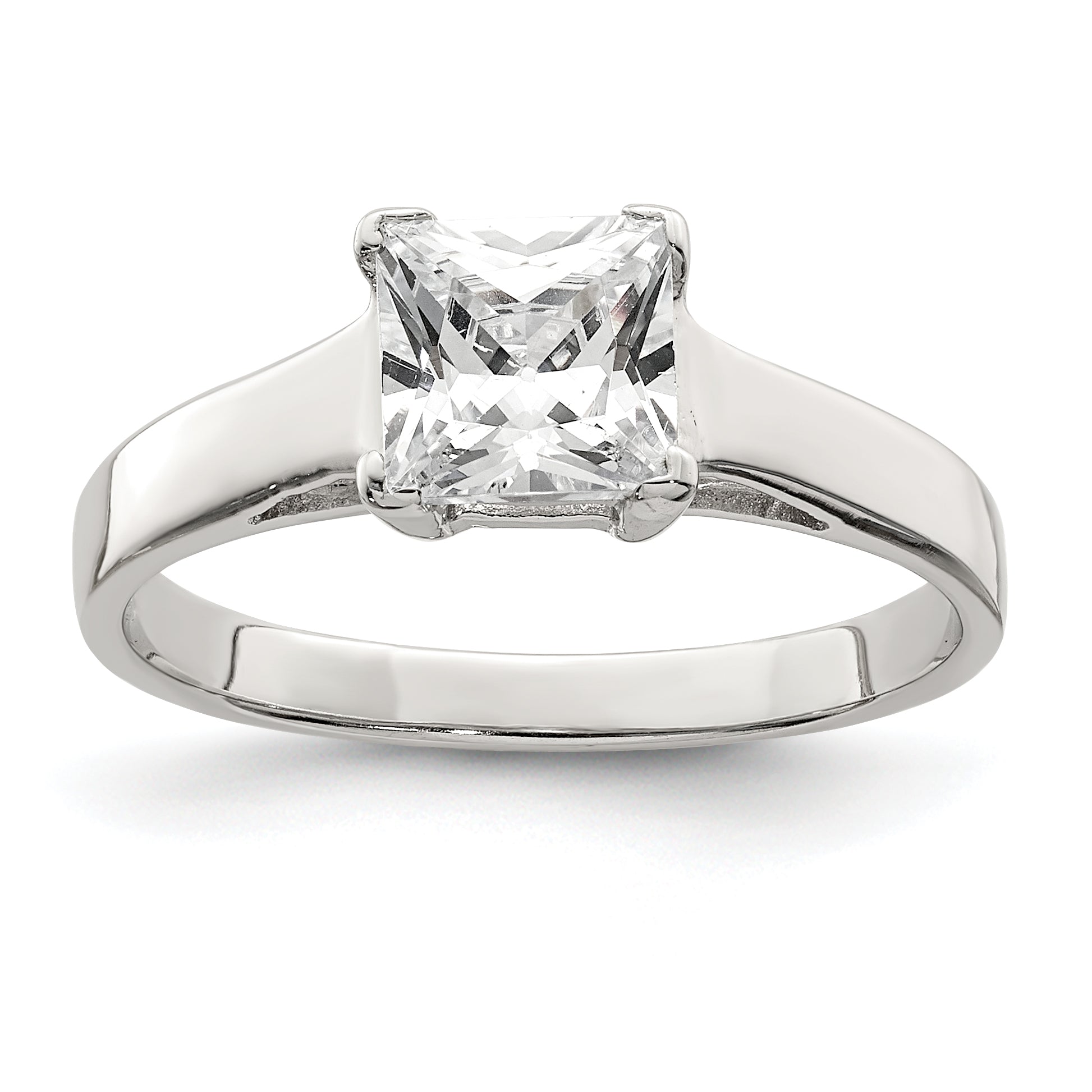 Sterling Silver Rhodium-plated CZ Ring