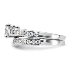 Sterling Silver Rhodium-plated 2-Piece CZ Size 8 Wedding Set Ring