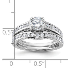 Sterling Silver Rhodium-plated 2-Piece CZ Size 8 Wedding Set Ring