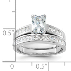 Sterling Silver Rhodium-plated 2-Piece CZ Size 8 Wedding Set Ring