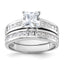 Sterling Silver Rhodium-Plated 2-Piece Cubic Zirconi Size 6 Wedding Set Ring