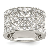 Sterling Silver Rhodium-plated Polished CZ Vintage Ring