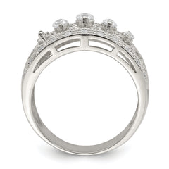 Sterling Silver Rhodium-plated Polished CZ Vintage Ring