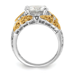 Sterling Silver & Gold-tone Vermeil Yellow & Clear CZ Ring