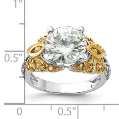 Sterling Silver & Gold-tone Vermeil Yellow & Clear CZ Ring
