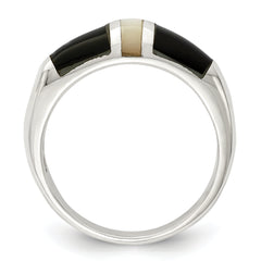 Sterling Silver Onyx & Mother of Pearl Ring
