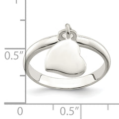 Sterling Silver Dangle Heart Ring