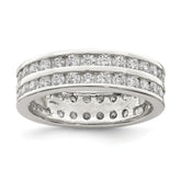 Sterling Silver Rhodium-plated Double Row CZ Band