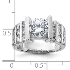 Sterling Silver Rhodium-plated CZ Ring