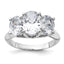Oval Center Three-Stone Cubic Zirconia Engagement Ring in Sterling Silver, Size 6 - Sophia Jewelers